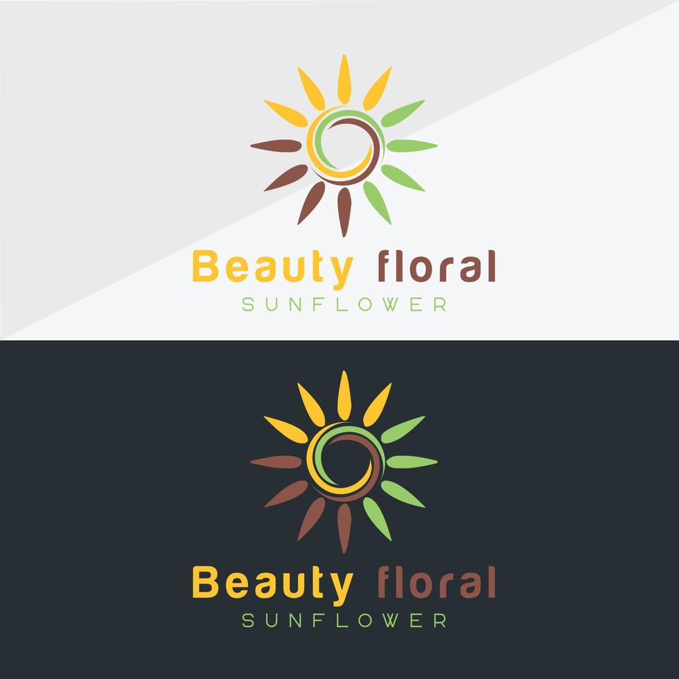 logotipo de girasol y plantilla de diseño de vector de icono de sol.