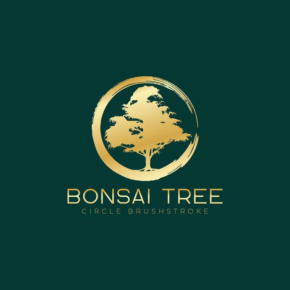 plantilla de vector de diseño de logotipo de árbol de bonsái de lujo