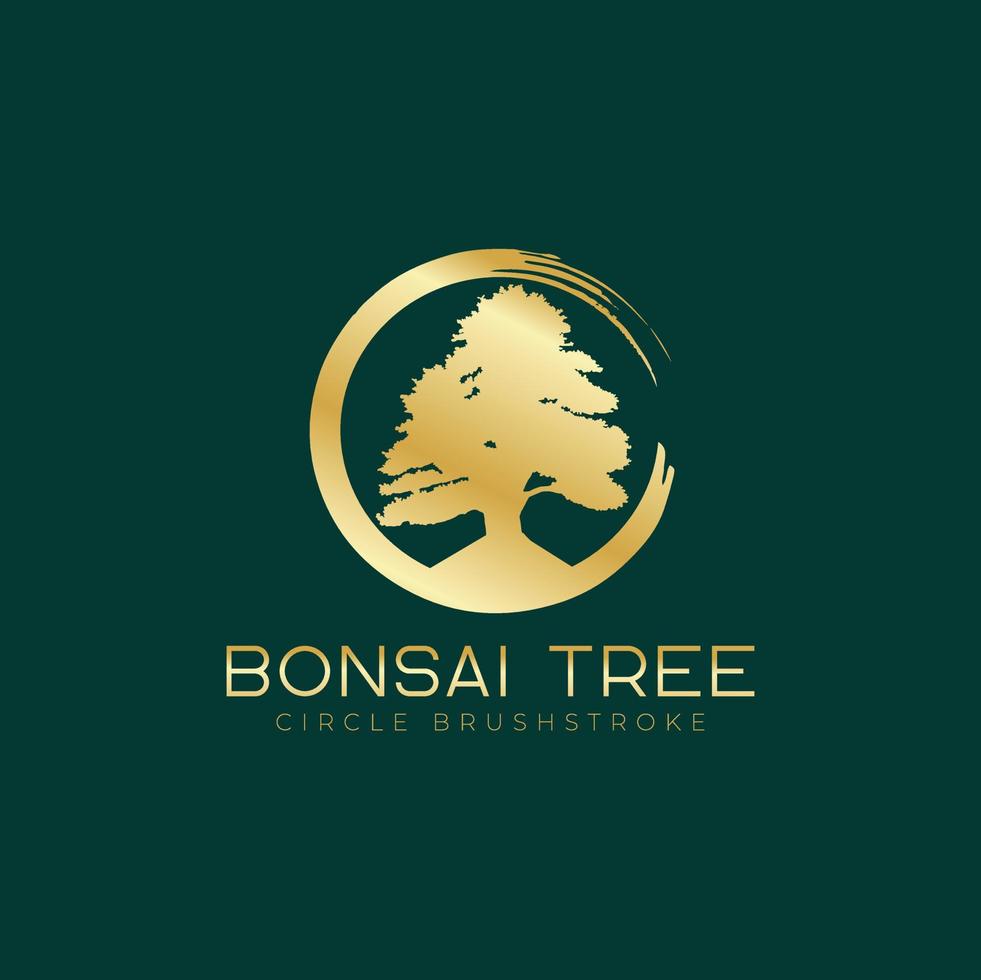 Luxury bonsai tree logo design vector template