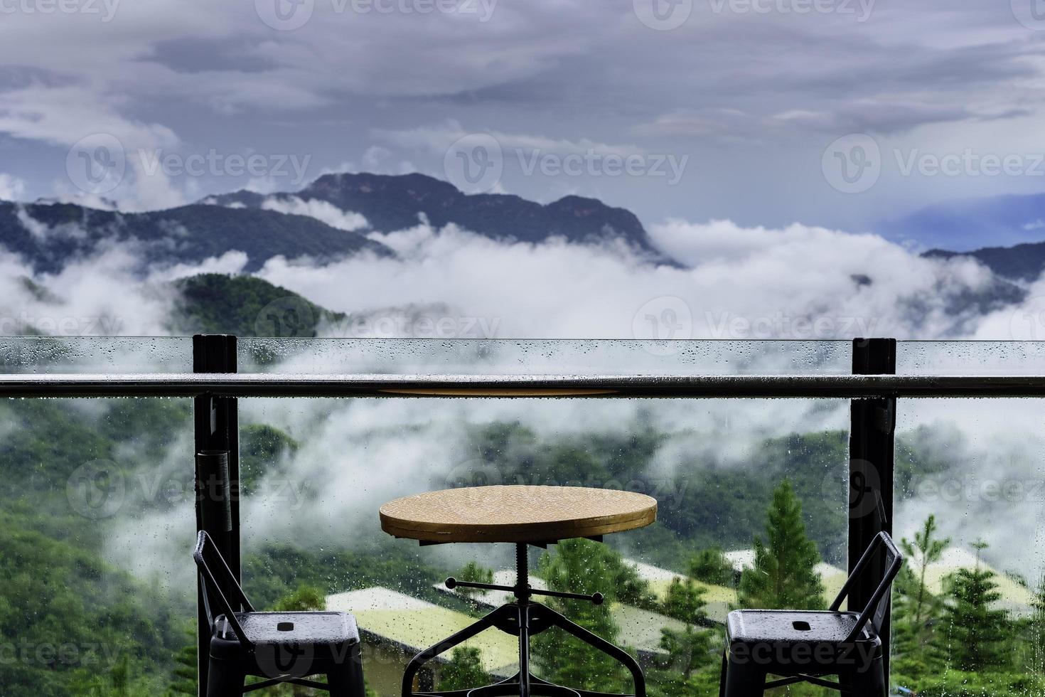 mountain view terrace in tropical forest photo