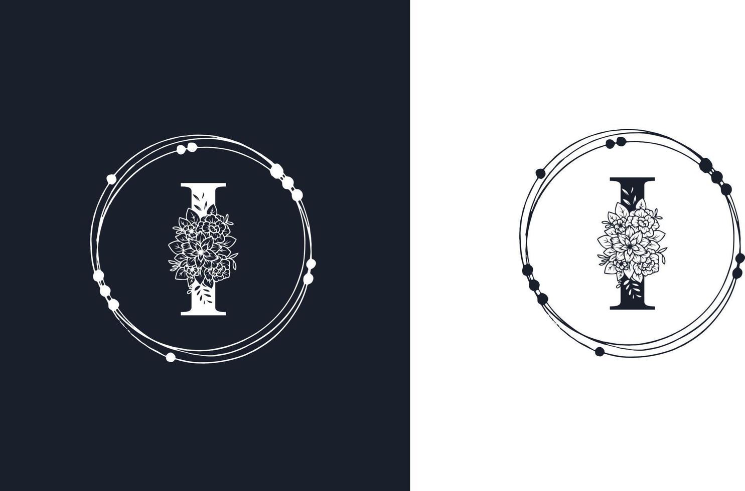 plantilla de diseño de logotipo floral minimalista letra i vector