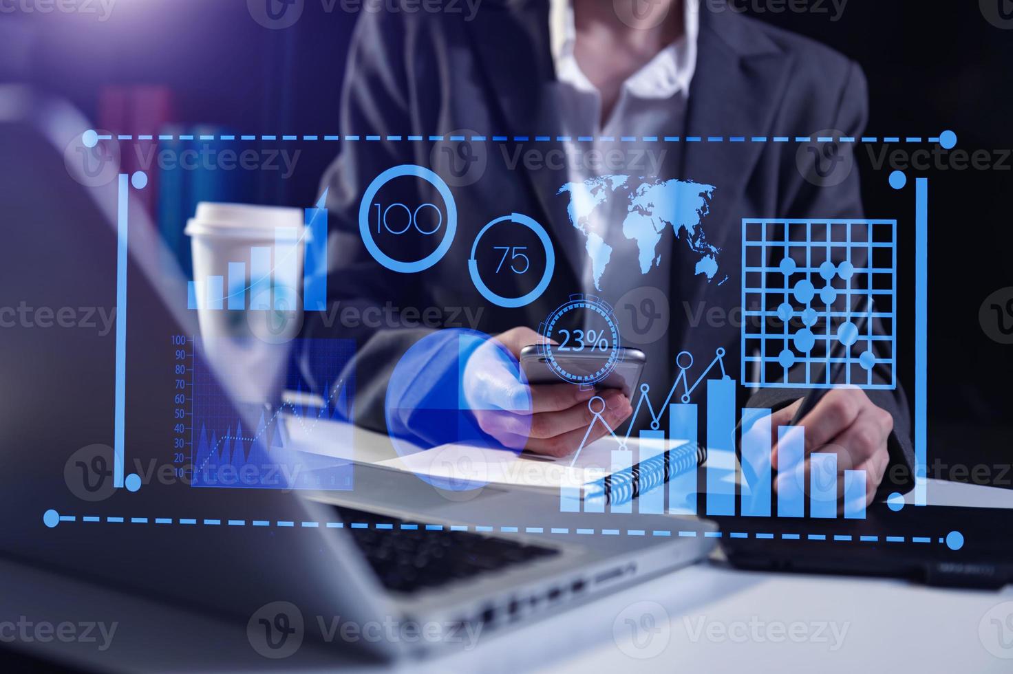 Data Management System with Business Analytics concept. photo