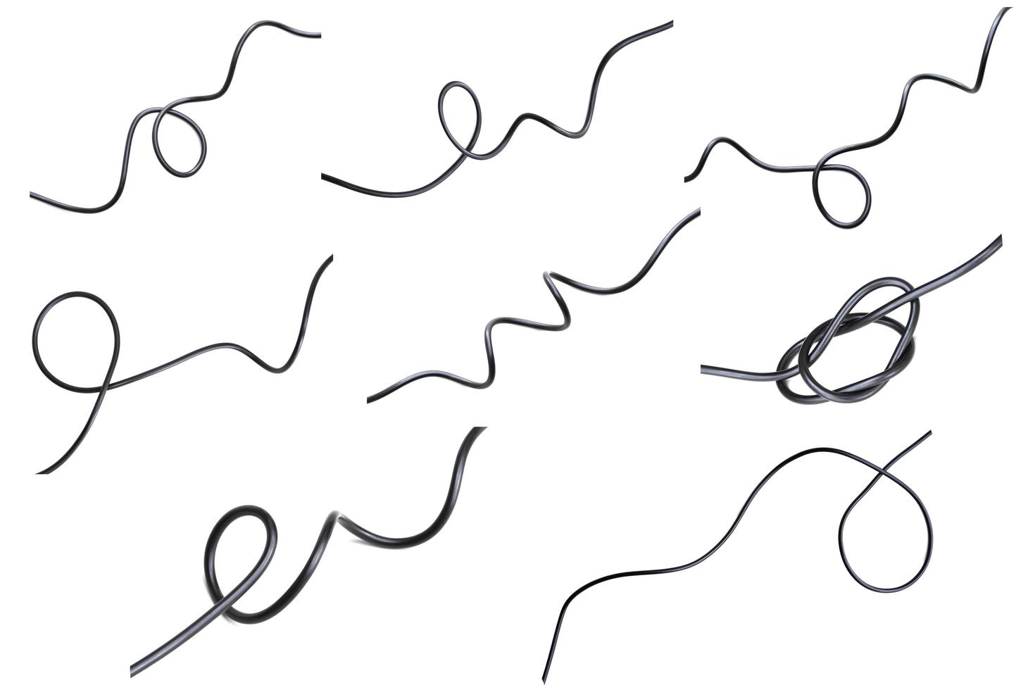 collection electric wire isolate on white background photo