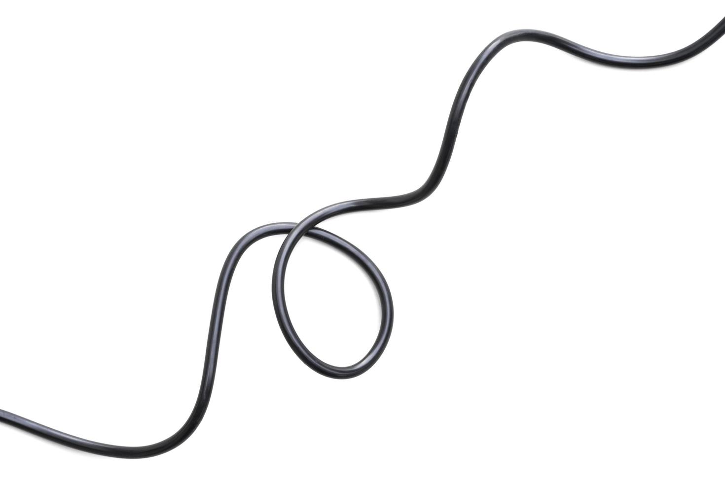 electric black wire cable curled shaped isolate on white background photo