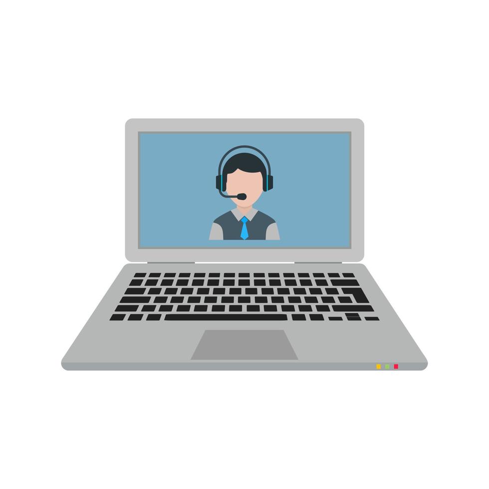 Call on Laptop Line Icon vector