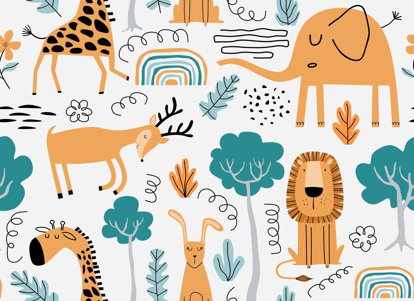 Vector seamless pattern with cute animal.