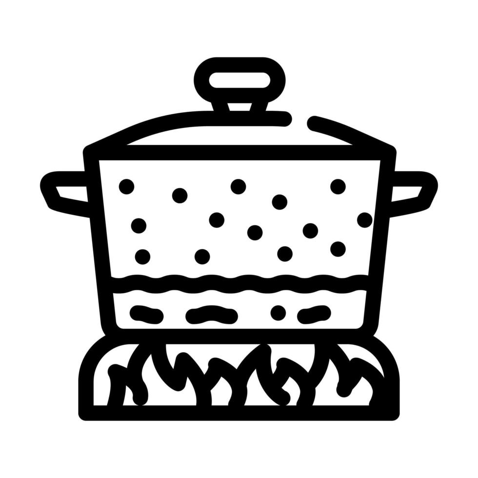 sartén para cocinar línea icono vector ilustración