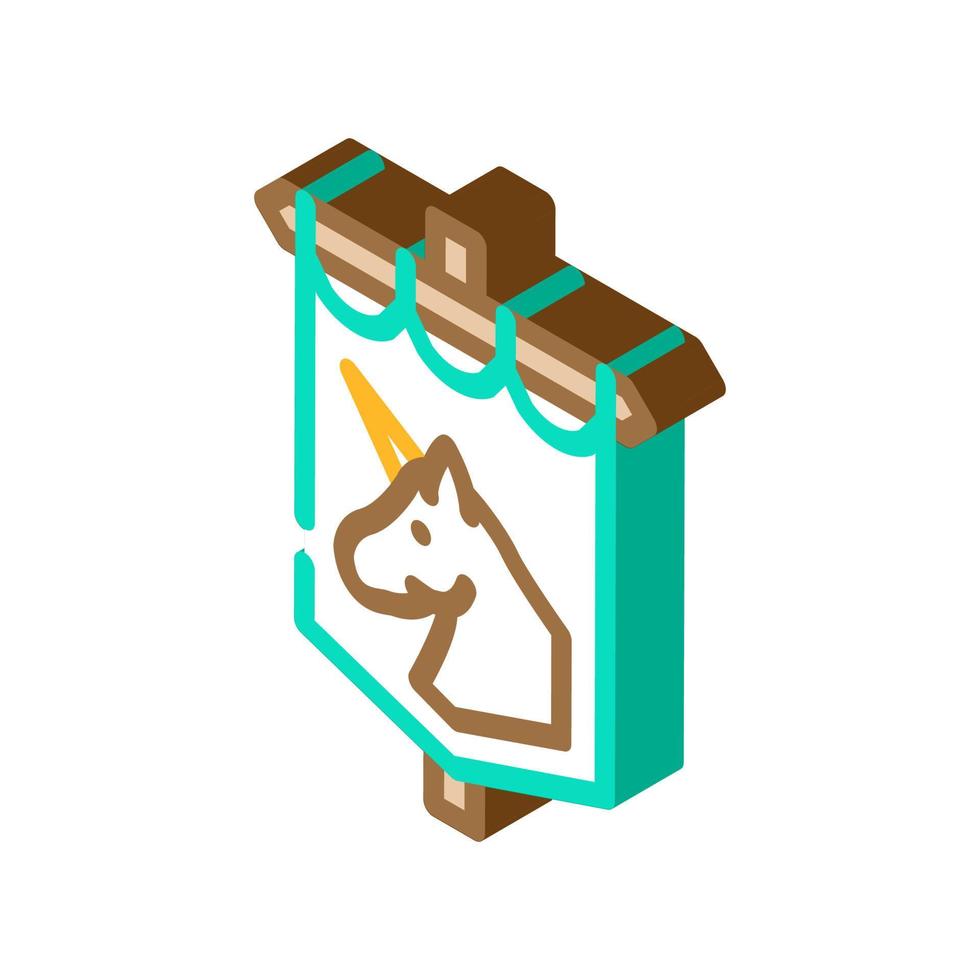 medieval flag fairy tale isometric icon vector illustration