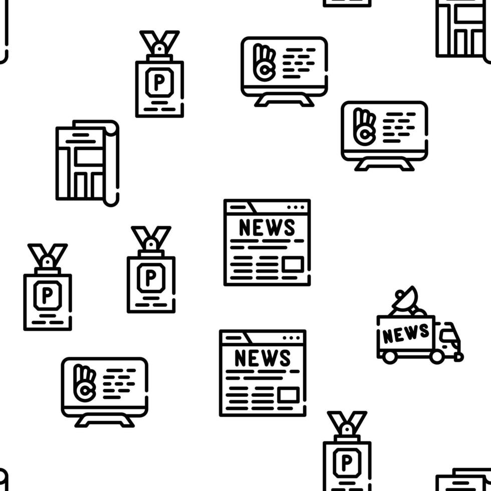 Journalist Accessories Vector Seamless Pattern