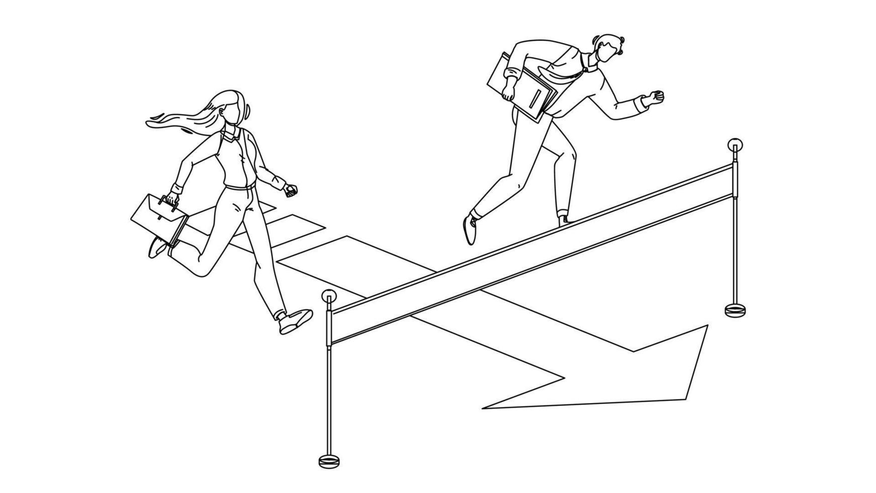 Man And Woman Rivals Running Characters Vector