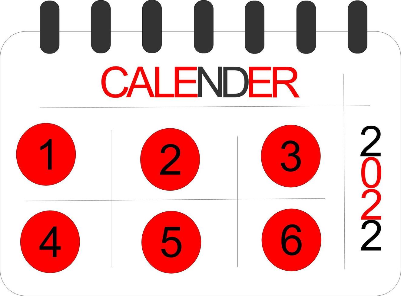 Calender 2022 Red and White Color Design Vector