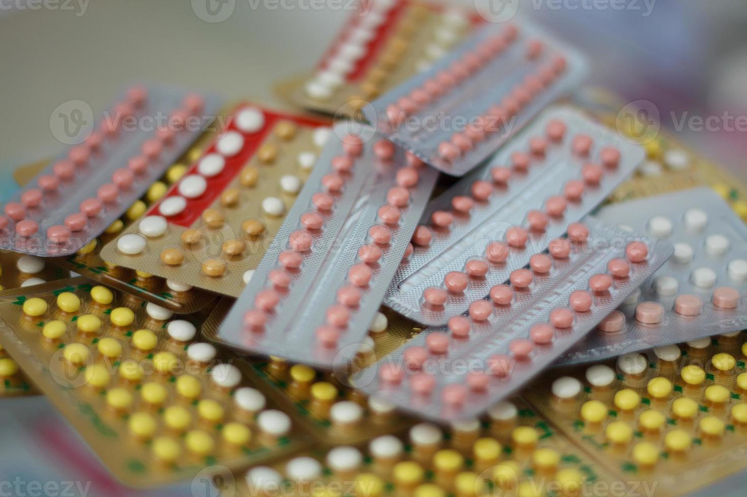 Colorful oral contraceptive pill photo