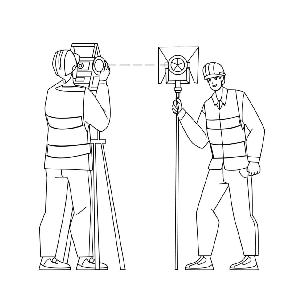 Civil Engineer With Surveying Equipment Vector