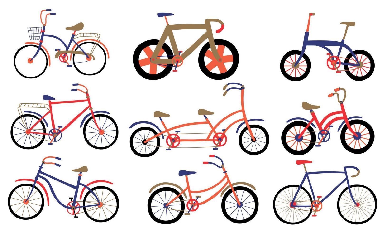 conjunto de linda bicicleta. ilustración vectorial vector