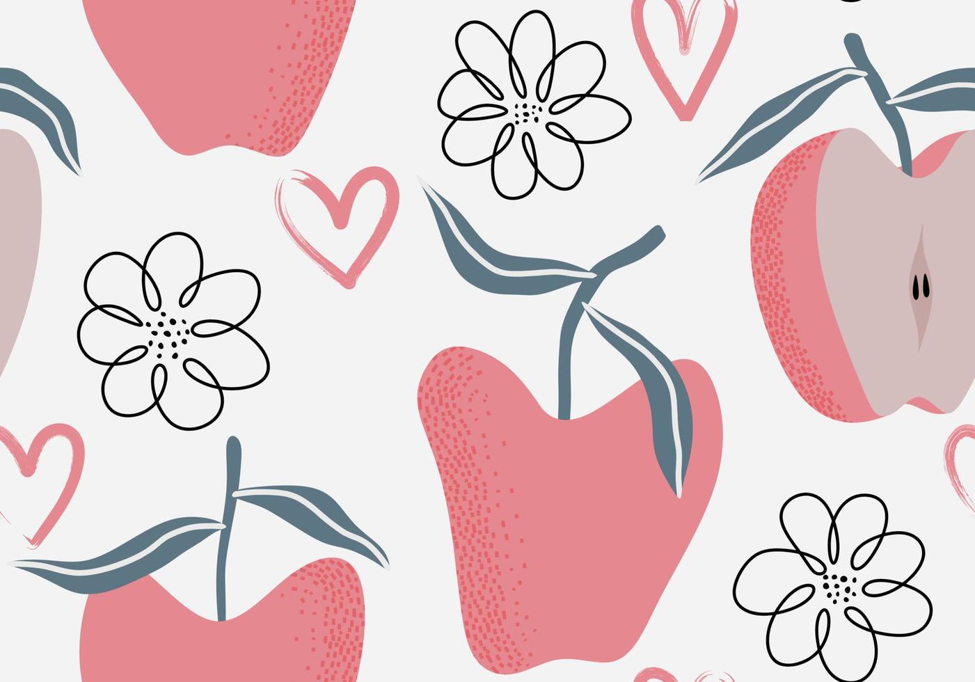 Seamless pattern. Apple juicy fruits leaves vector