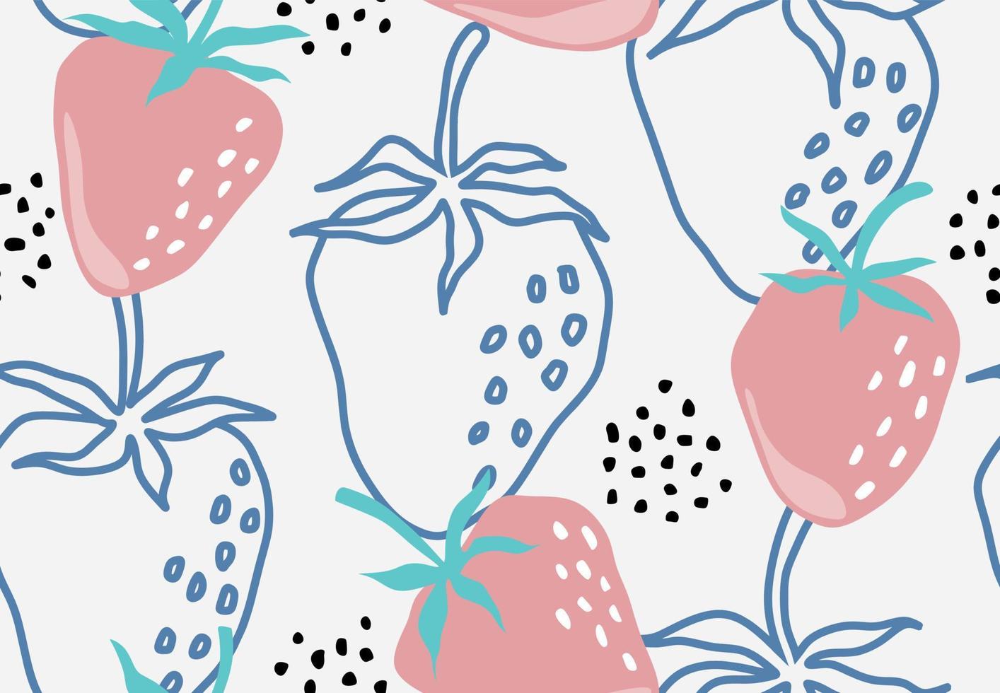 Hand drawn strawberry seamless pattern. vector