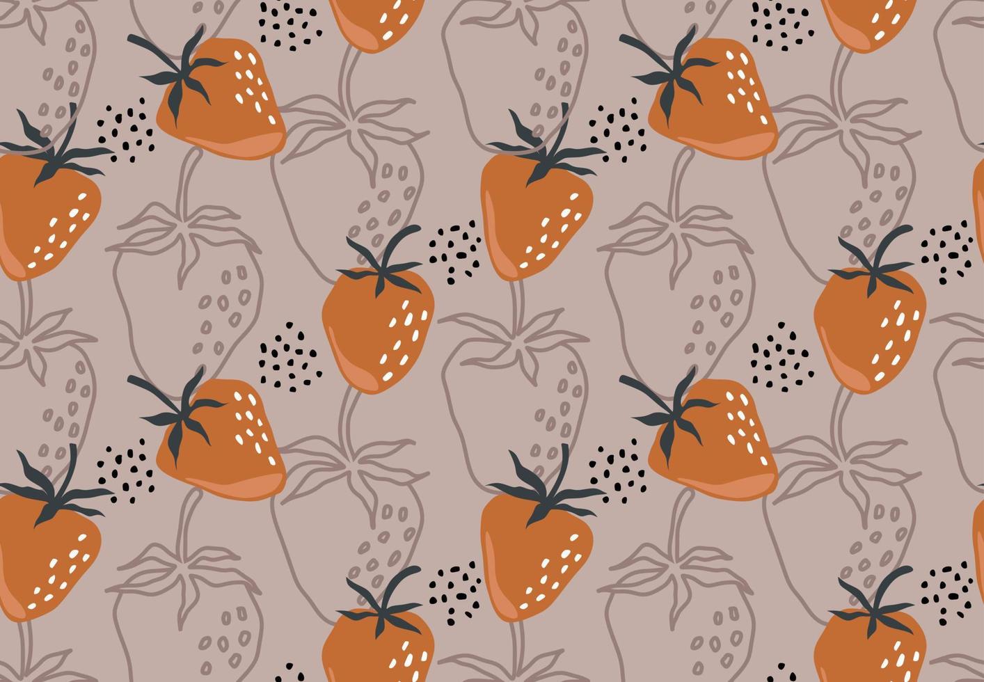 Hand drawn strawberry seamless pattern. vector