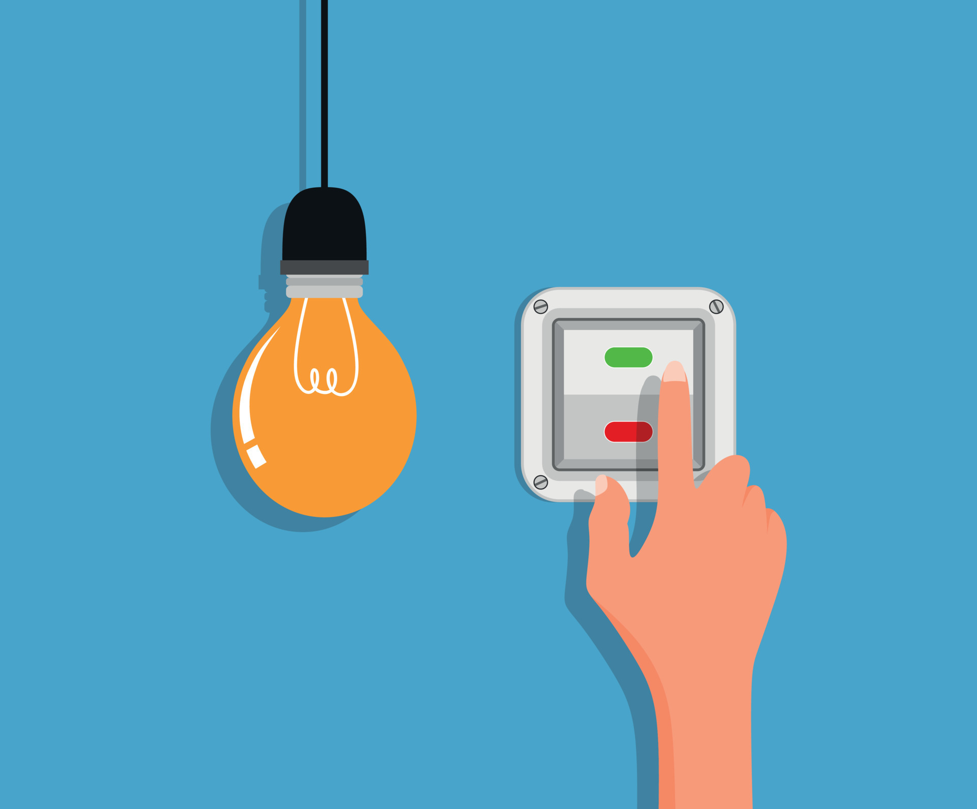 Flat Light Bulbs Turned on and Turned Off with Light Switches on 8122979 Vector Art at Vecteezy