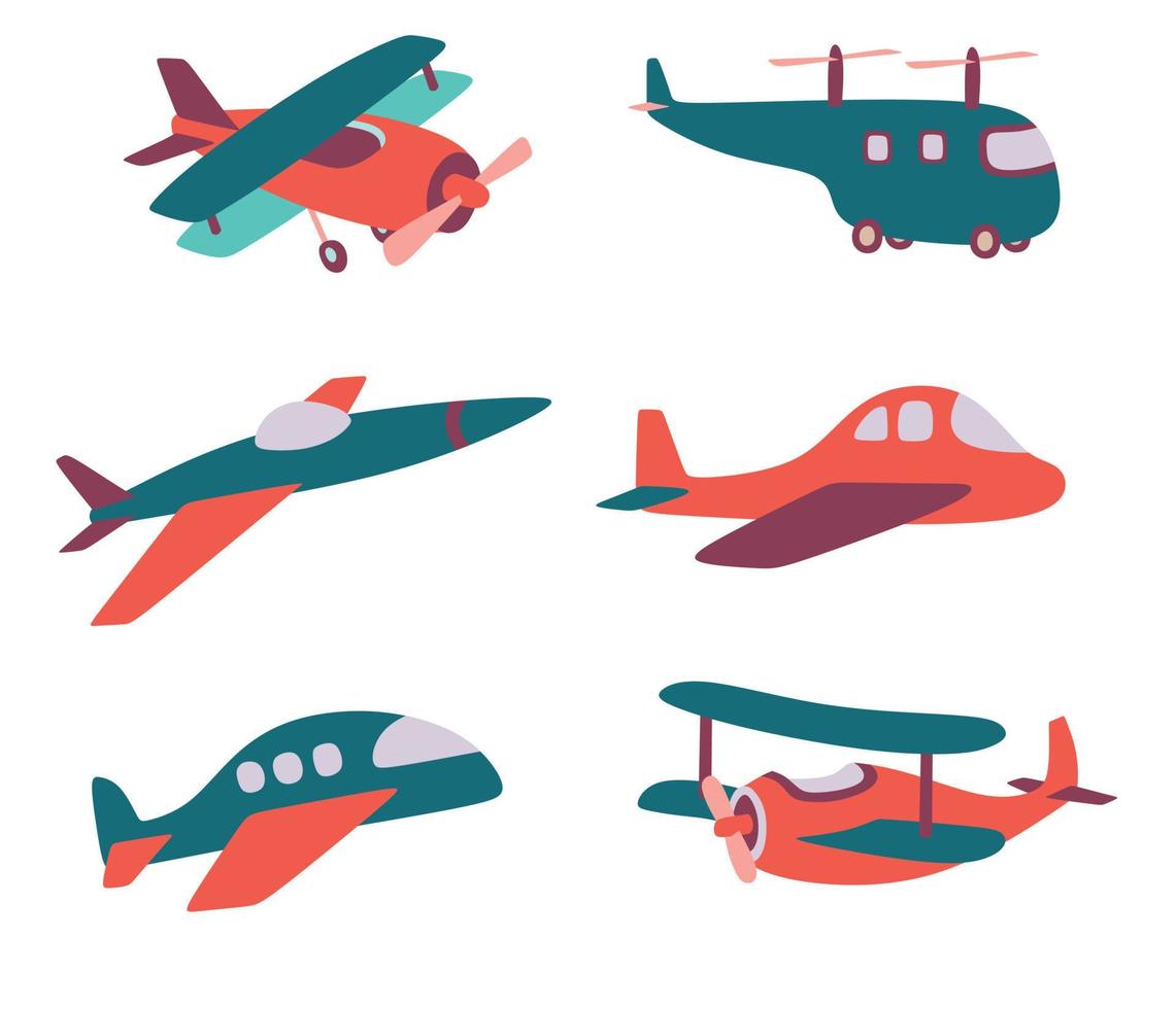 Set of cute plane. vector illustration