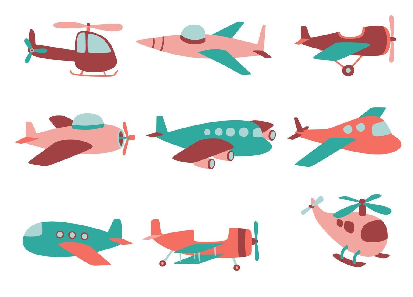 Set of cute plane. vector illustration