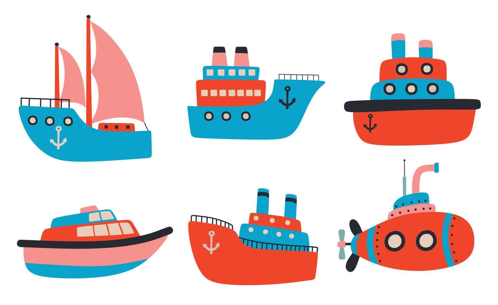 Set of sea transport. vector illustration