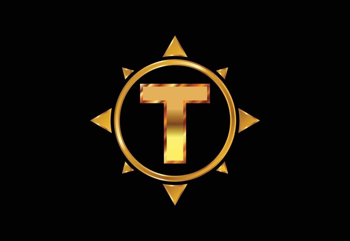 Initial T monogram letter alphabet in a compass. Compass logo sign symbol. Vector logo design