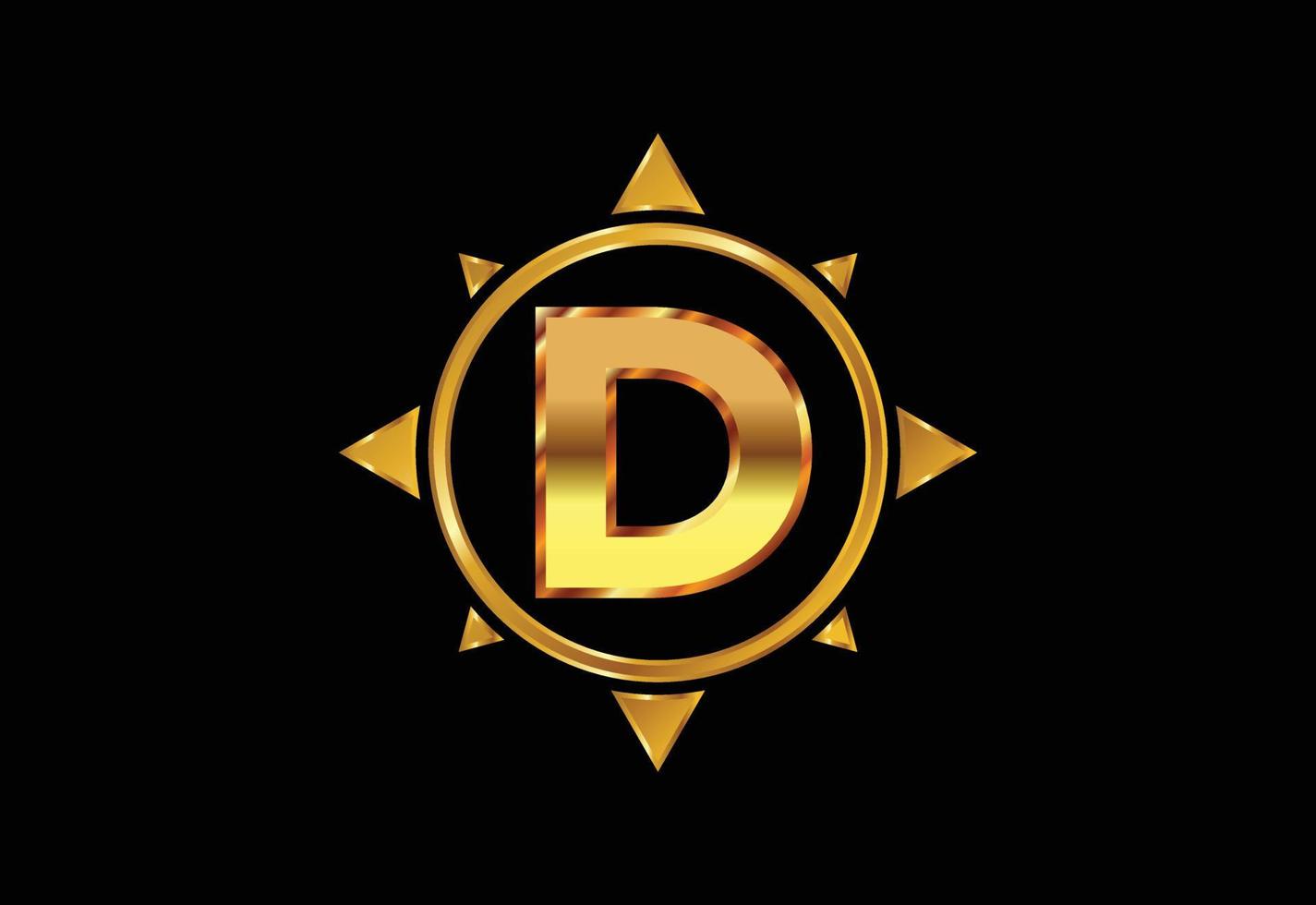 Initial D monogram letter alphabet in a compass. Compass logo sign symbol. Vector logo design