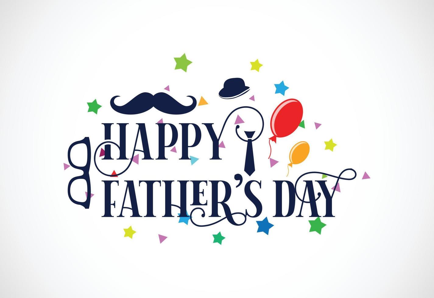 Happy Father's Day poster or banner template, Happy fathers day letters emblem vector illustration design