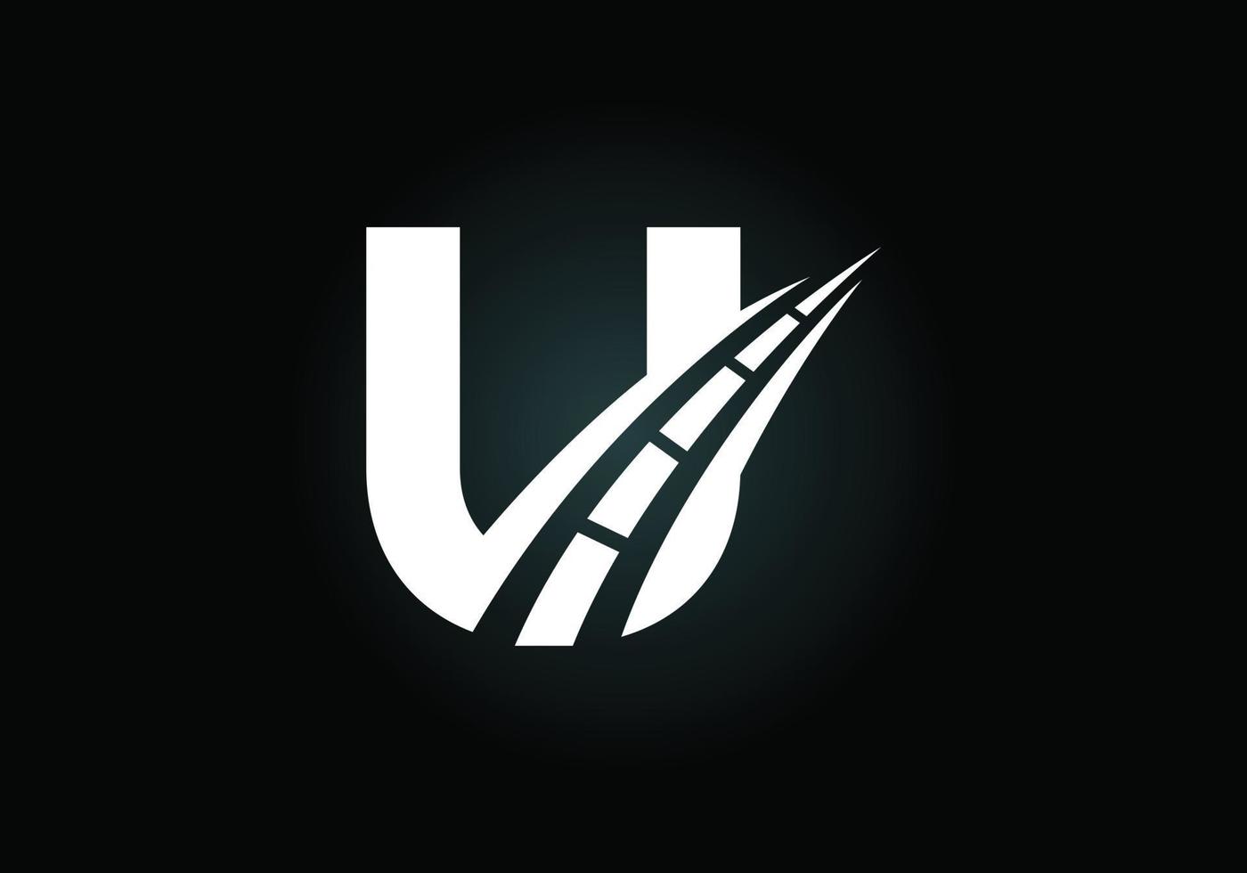 letra u con el logo de la carretera cantando. el concepto de diseño creativo para el mantenimiento y la construcción de carreteras. tema de transporte y tráfico. vector