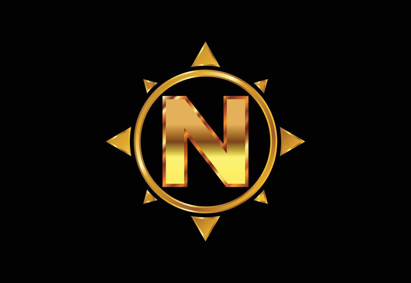 Initial N monogram letter alphabet in a compass. Compass logo sign symbol. Vector logo design