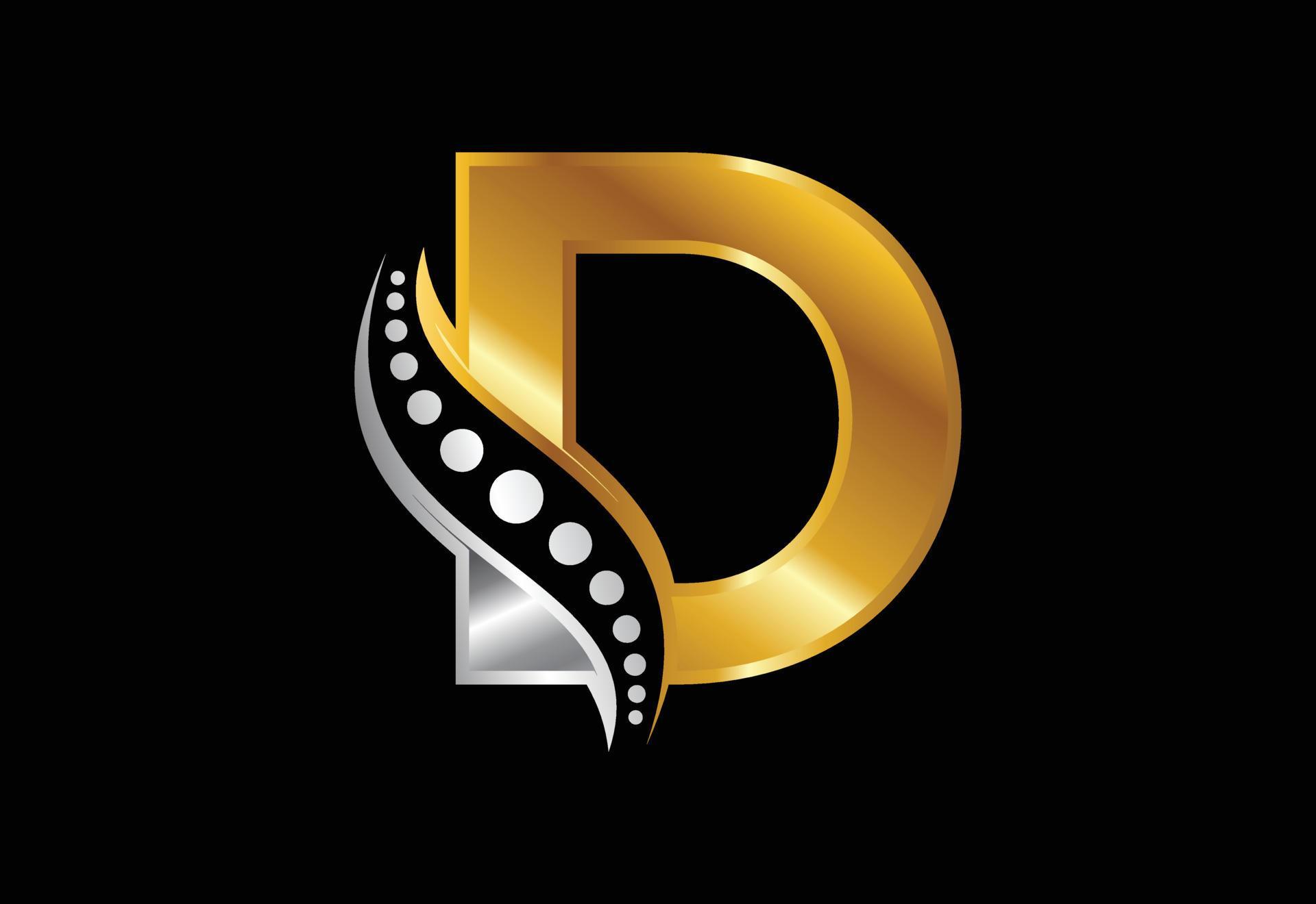 Initial D monogram letter alphabet with chiropractic spine logo. Spinal