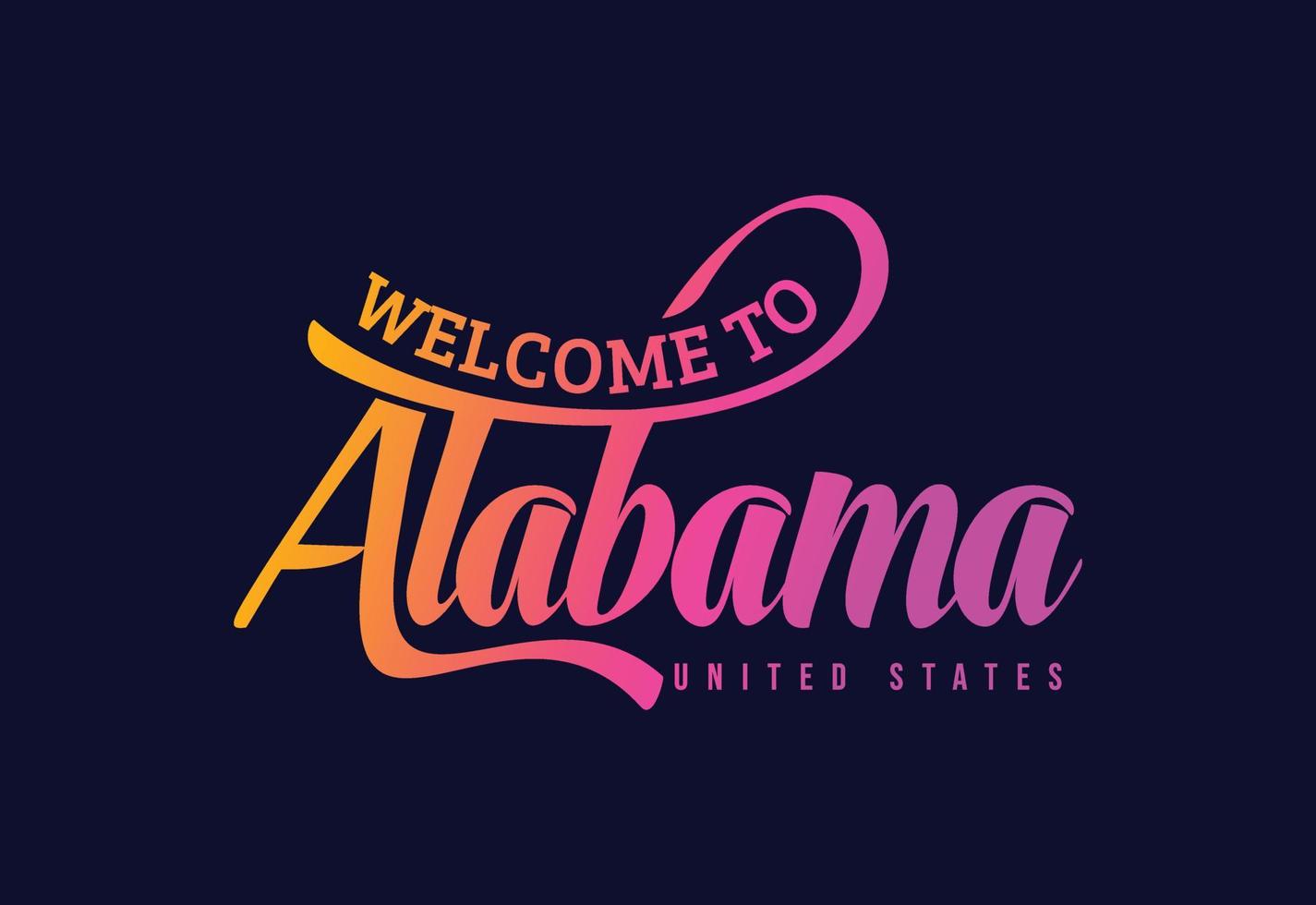 bienvenido a la ilustración de diseño de fuente creativa de texto de word de alabama. cartel de bienvenida vector