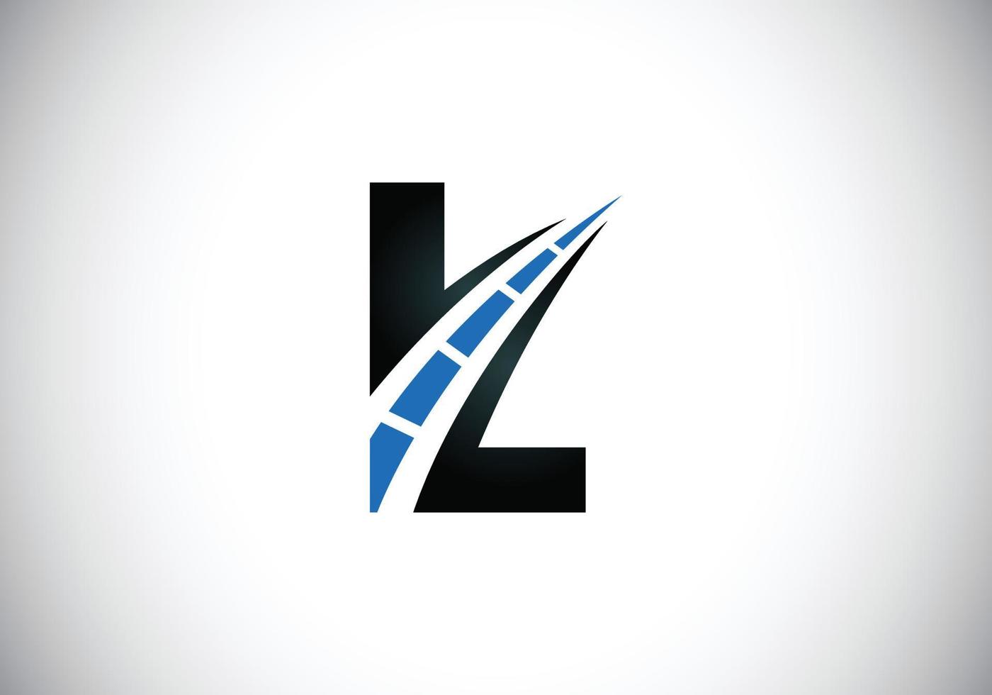 Letter L with road logo sing. The creative design concept for highway maintenance and construction. Transportation and traffic theme. vector