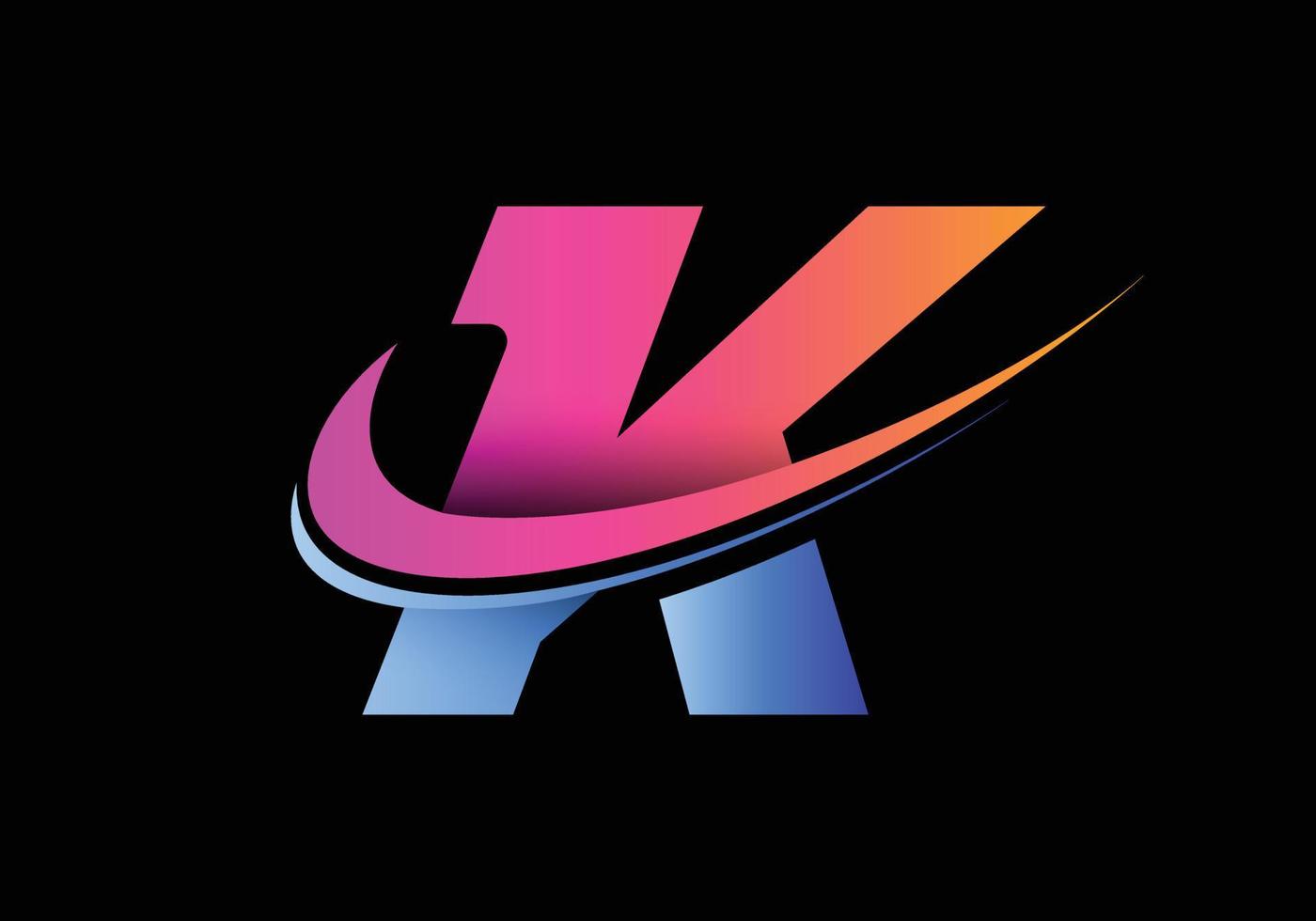 letra inicial k con una plantilla de logotipo swoosh. logotipo vectorial moderno para la identidad empresarial y empresarial. vector