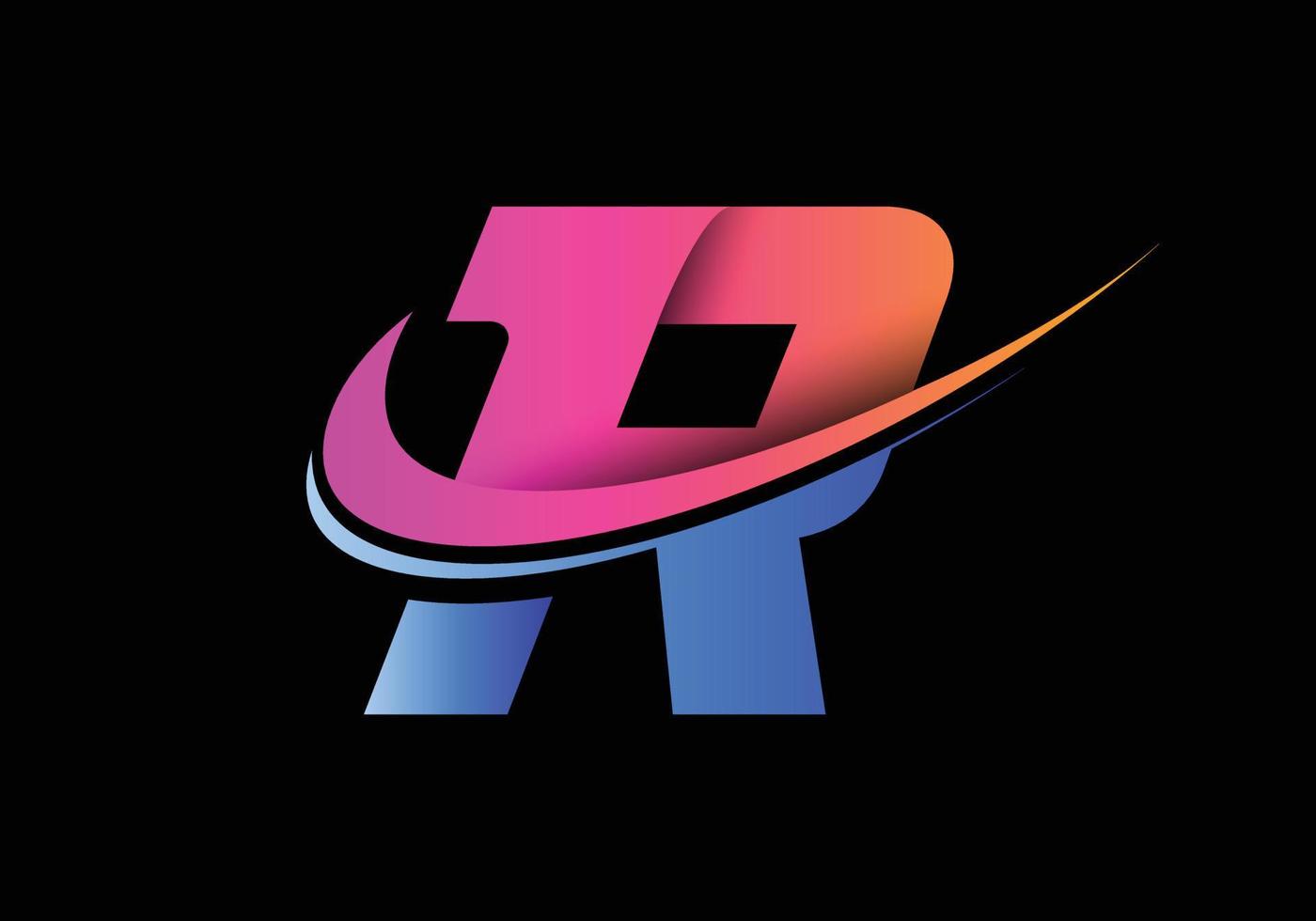 letra inicial r con una plantilla de logotipo swoosh. logotipo vectorial moderno para la identidad empresarial y empresarial. vector