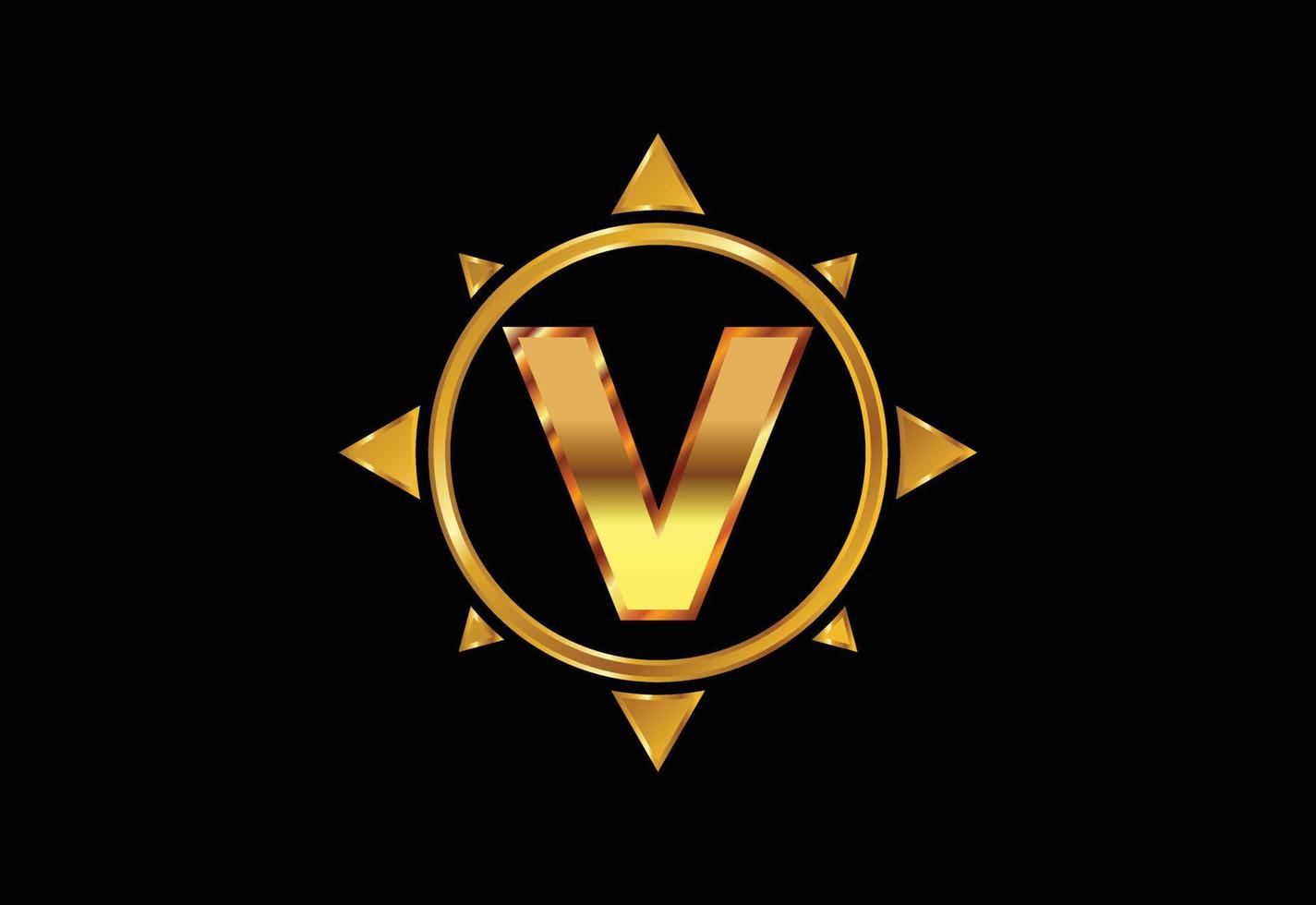 Initial V monogram letter alphabet in a compass. Compass logo sign symbol. Vector logo design