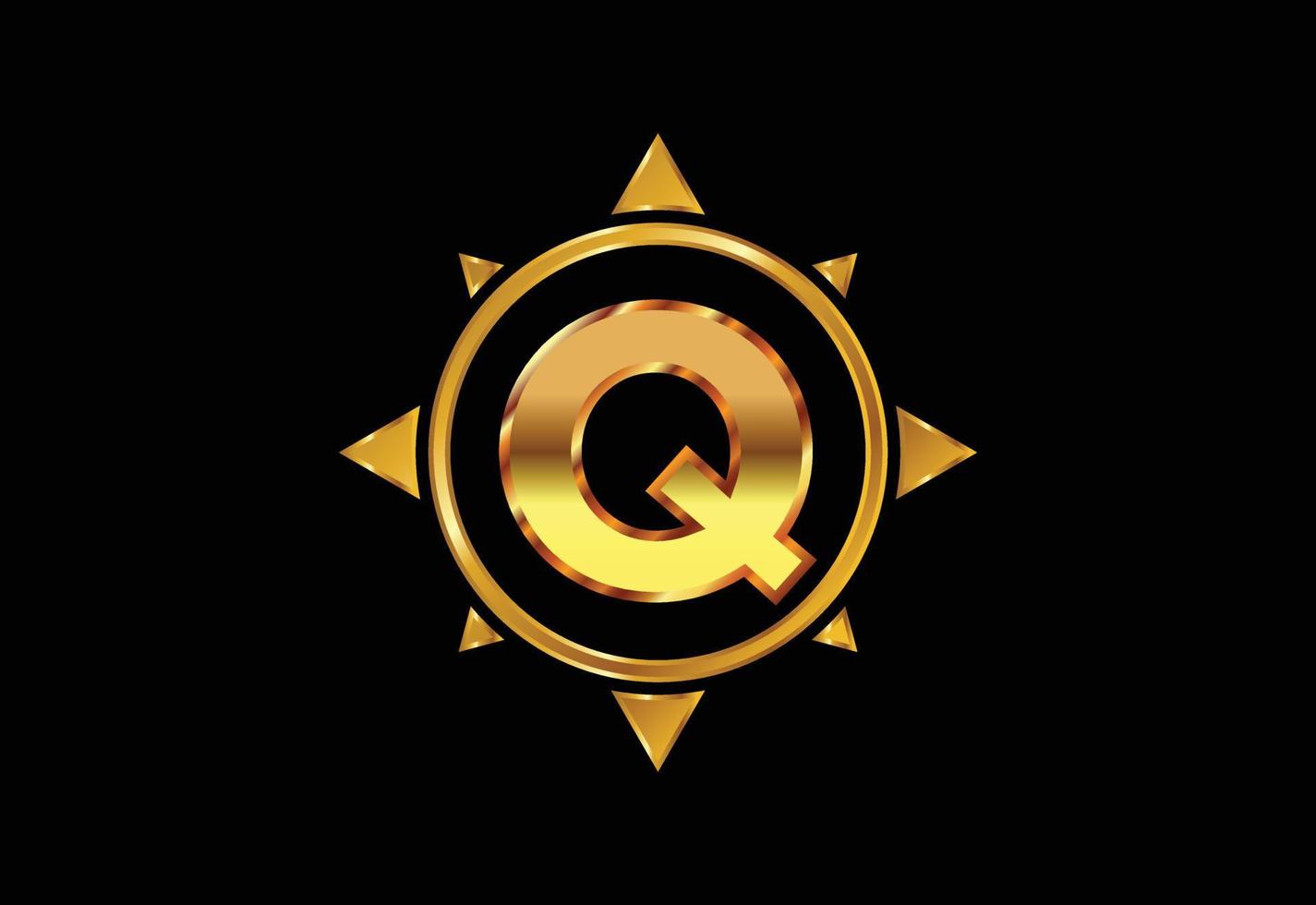 Initial Q monogram letter alphabet in a compass. Compass logo sign symbol. Vector logo design