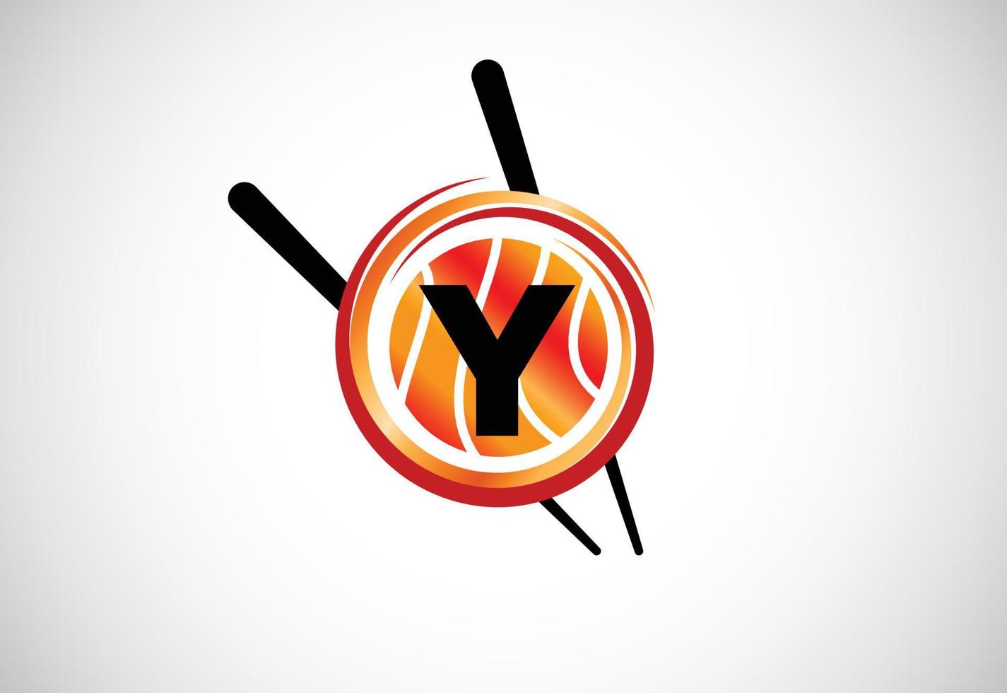 Initial Y monogram alphabet in the circle with Chopstick. Asian sushi bar emblem. Logo for sushi vector