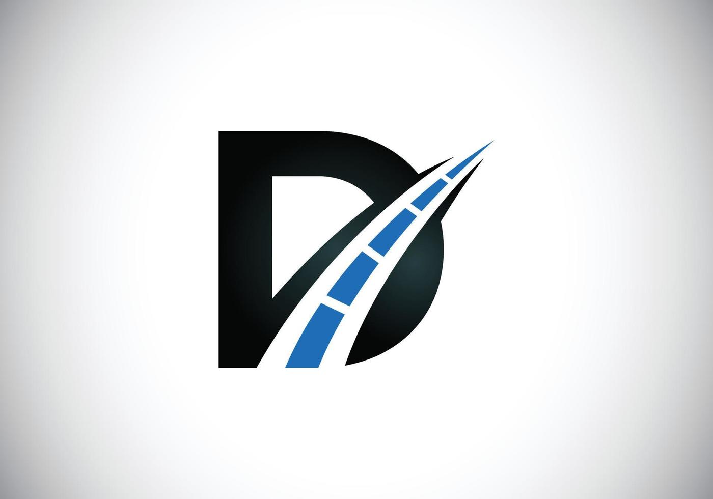 Letter D with road logo sing. The creative design concept for highway maintenance and construction. Transportation and traffic theme. vector
