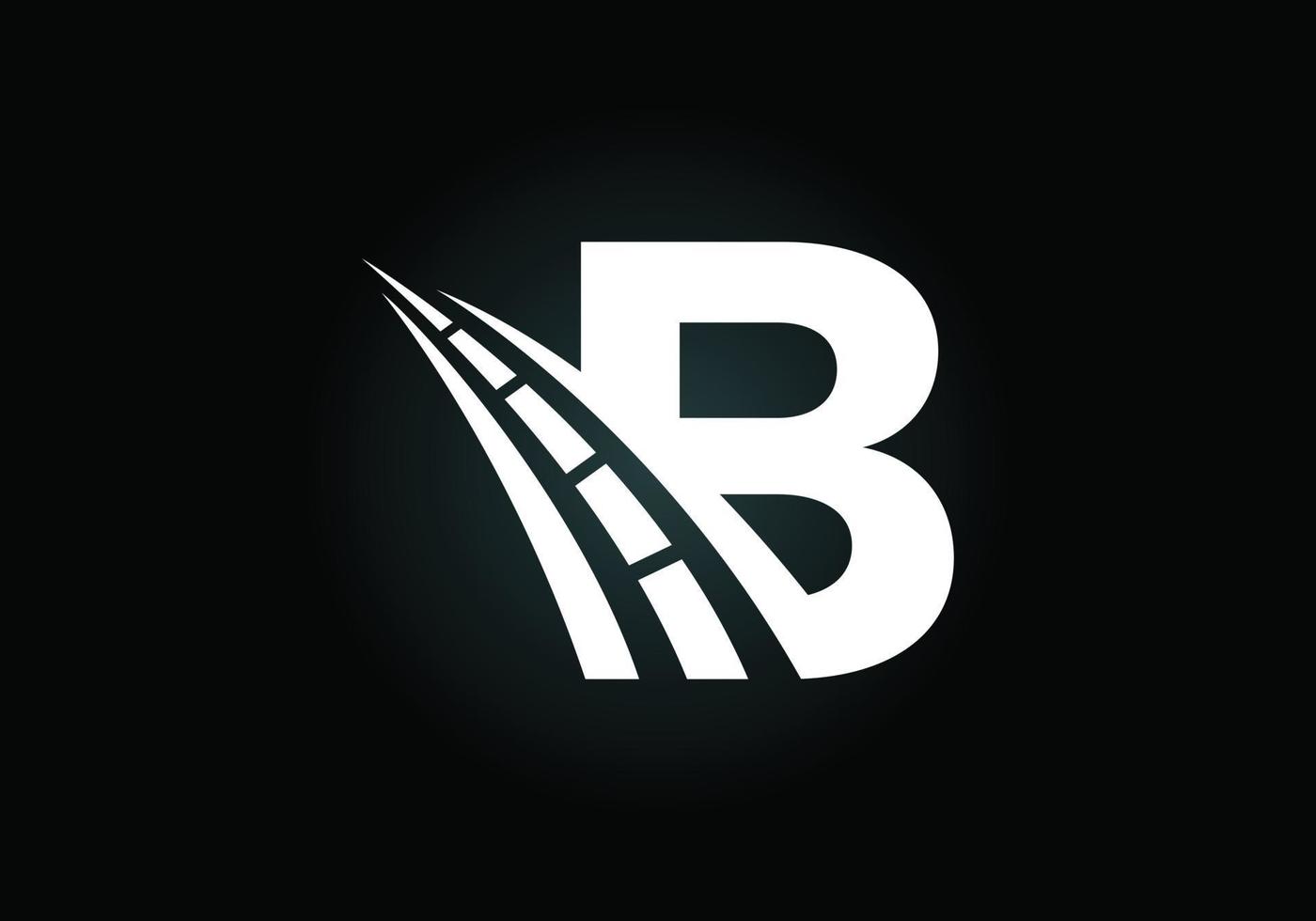 Letter B with road logo sing. The creative design concept for highway maintenance and construction. Transportation and traffic theme. vector