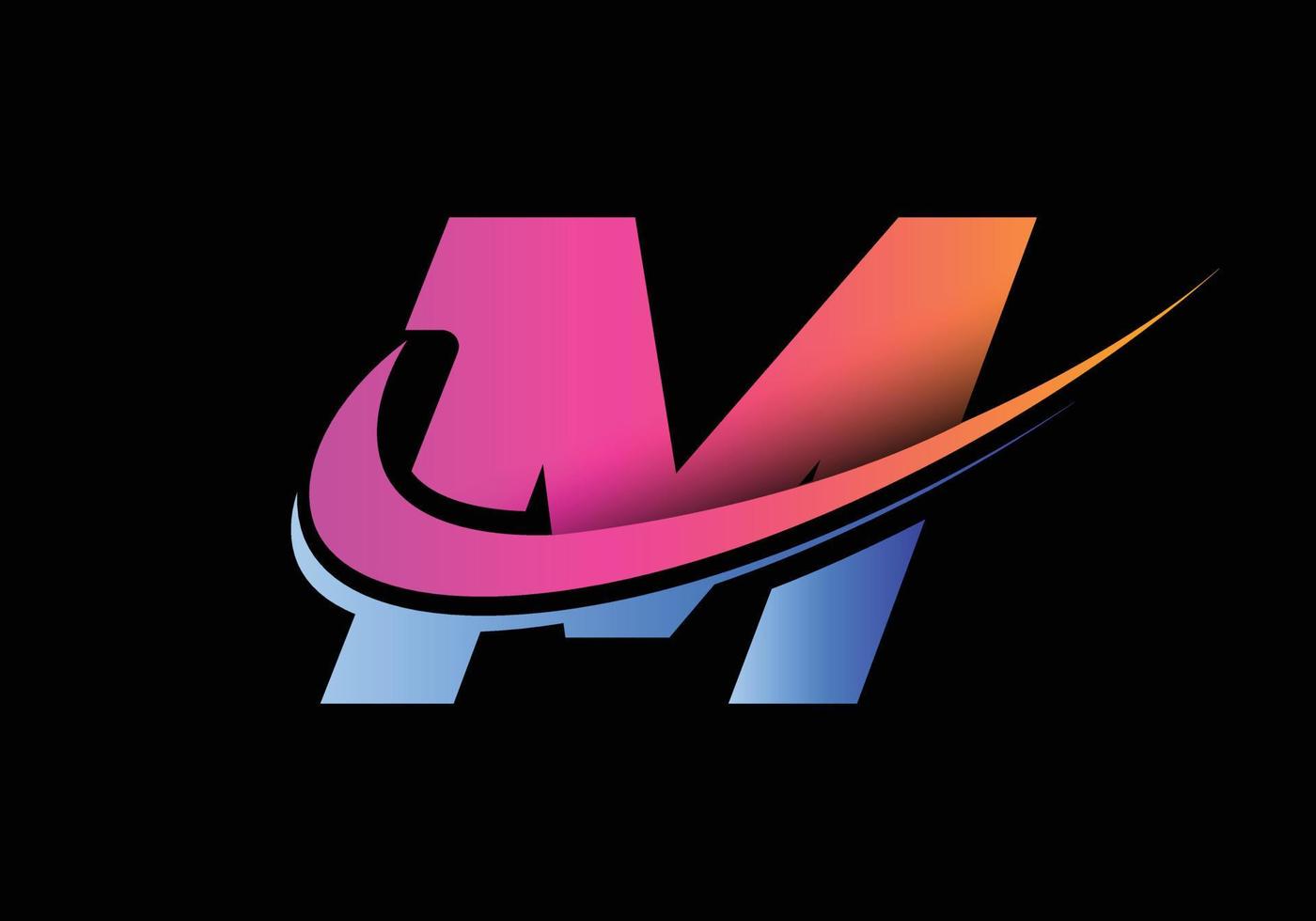 Initial letter M with a swoosh logo template. Modern vector logotype for business and company identity.