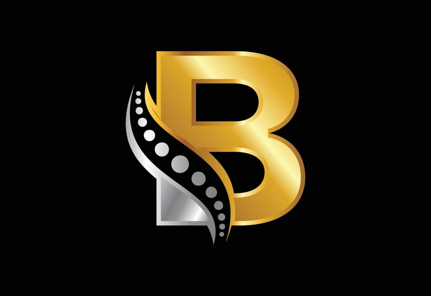 Initial B monogram letter alphabet with chiropractic spine logo. Spinal care icon. Font emblem. vector