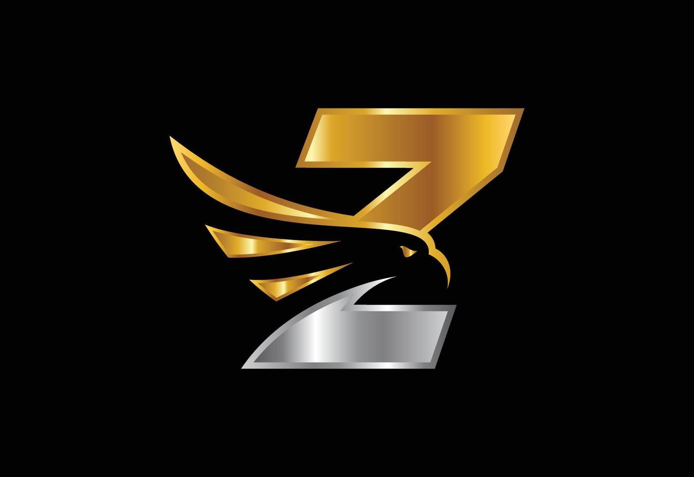 letra inicial del monograma z con símbolo de espacio negativo de cabeza de águila. diseño creativo del vector de la cabeza del águila