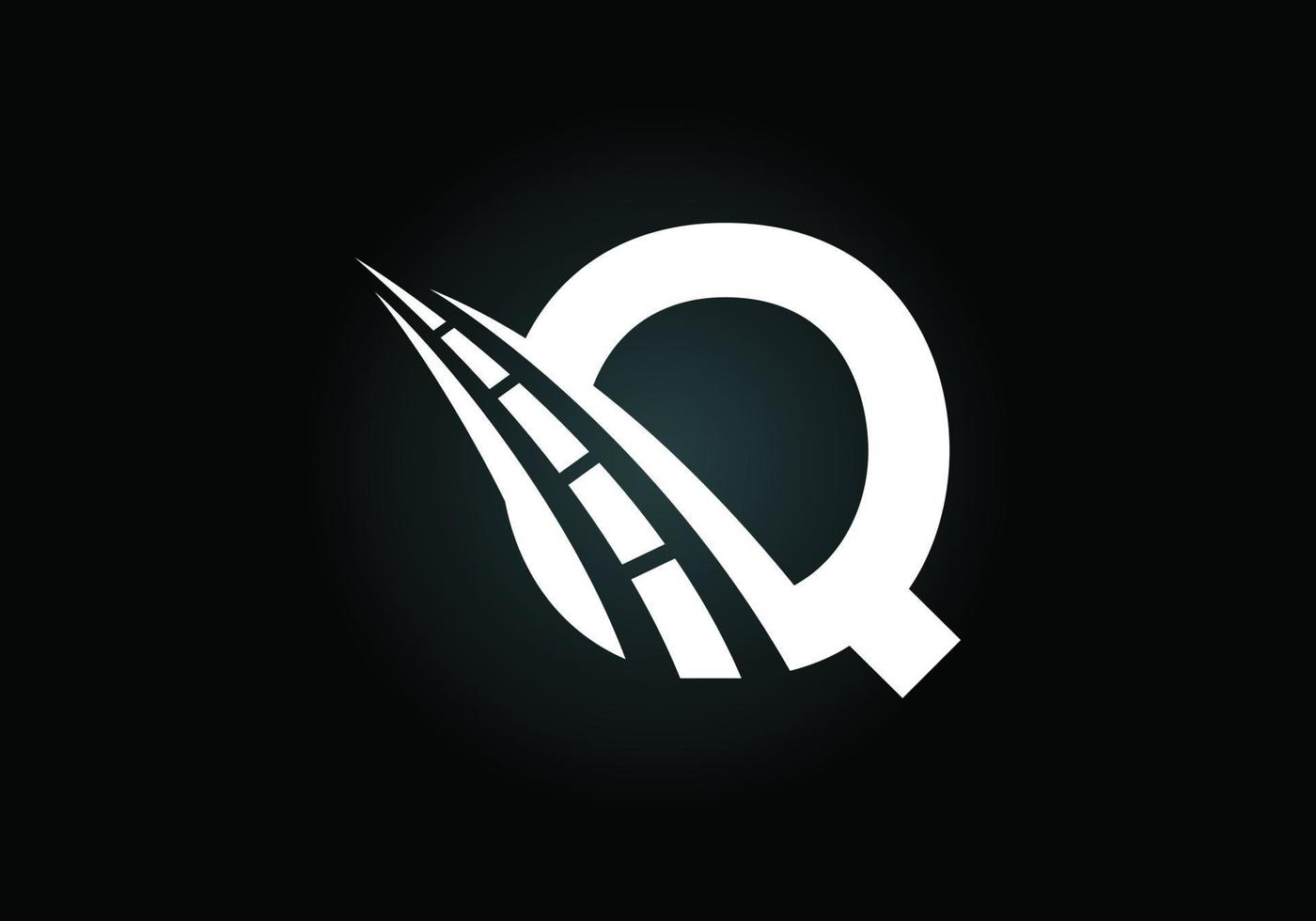 Letter Q with road logo sing. The creative design concept for highway maintenance and construction. Transportation and traffic theme. vector