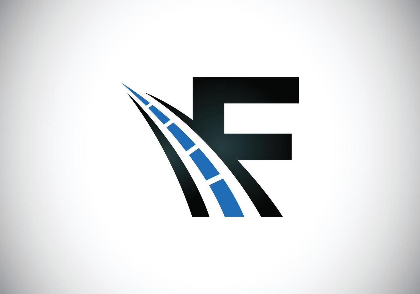 letra f con el logo de la carretera cantando. el concepto de diseño creativo para el mantenimiento y la construcción de carreteras. tema de transporte y tráfico. vector