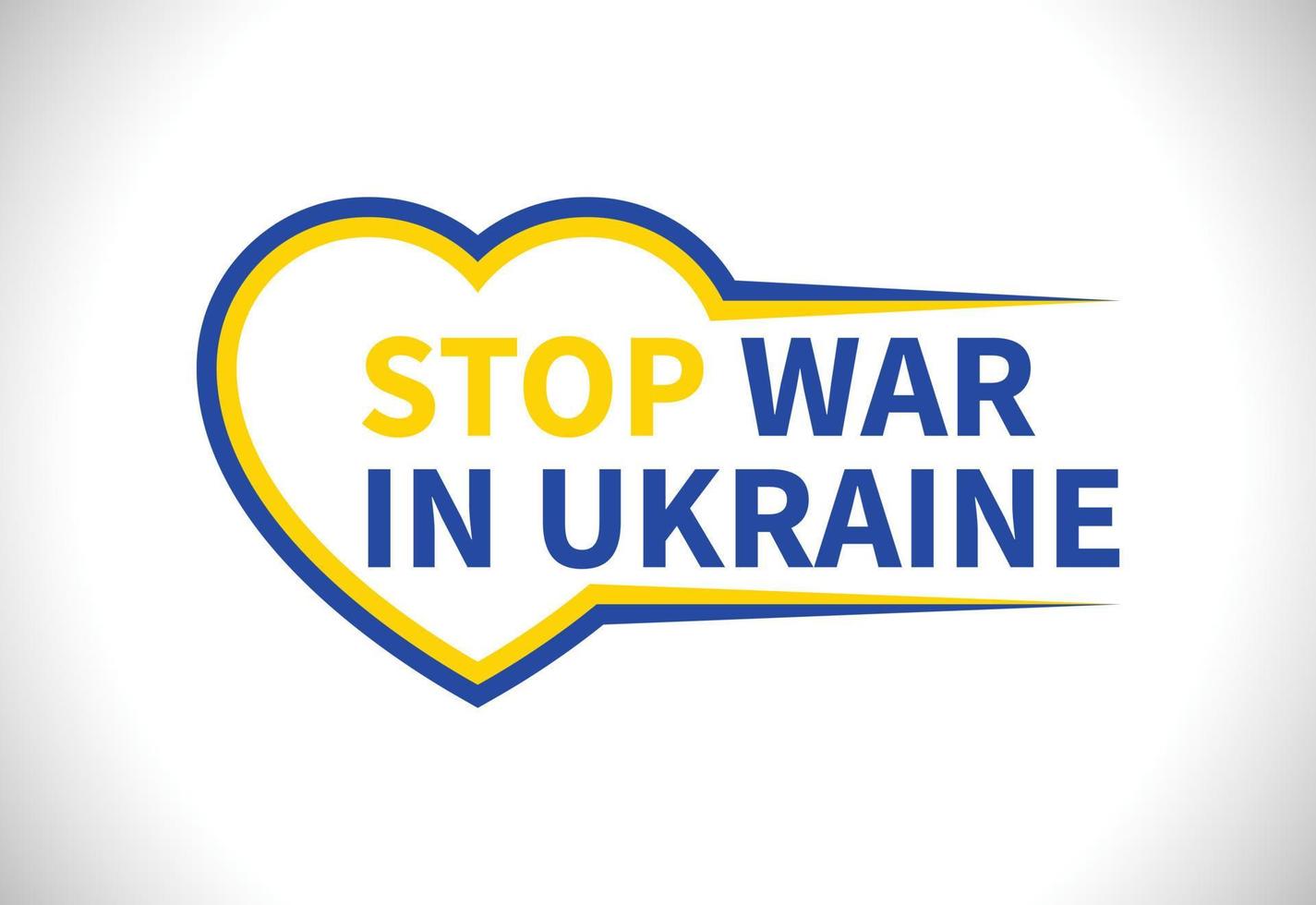 Ukraine flag heart sign with stop war in ukraine text vector