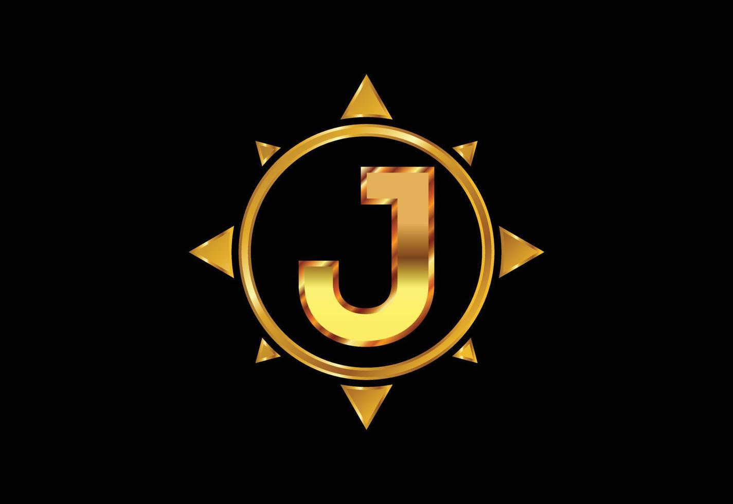 Initial J monogram letter alphabet in a compass. Compass logo sign symbol. Vector logo design