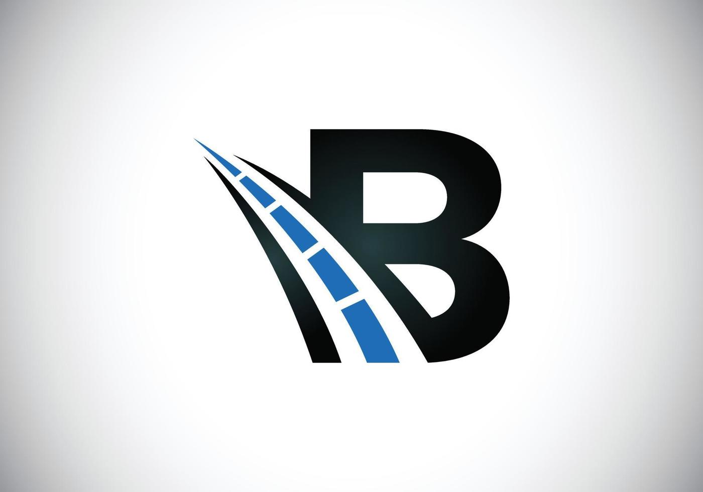 Letter B with road logo sing. The creative design concept for highway maintenance and construction. Transportation and traffic theme. vector