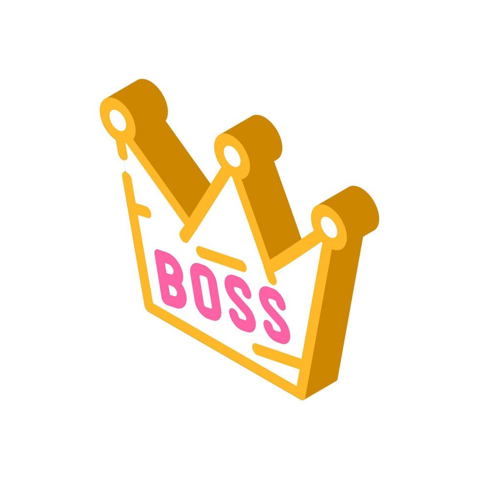 crown boss isometric icon vector illustration