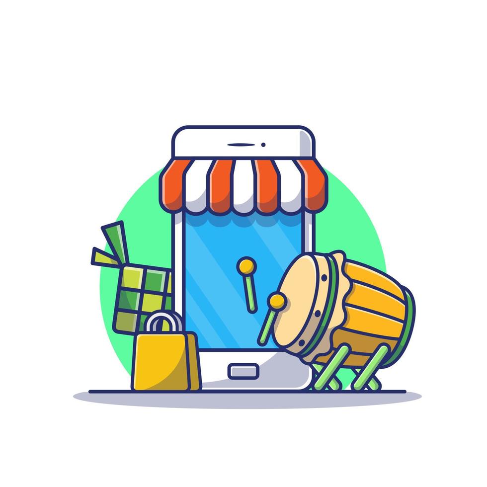 ilustración de icono de vector de dibujos animados de compras en línea de venta de ramadán. concepto de icono de finanzas empresariales vector premium aislado. estilo de dibujos animados plana